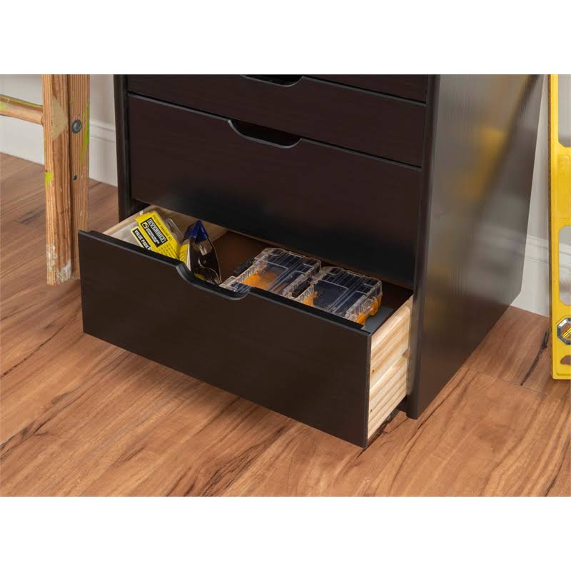 Black 8 Drawer Wood Rolling Storage Cart C77670