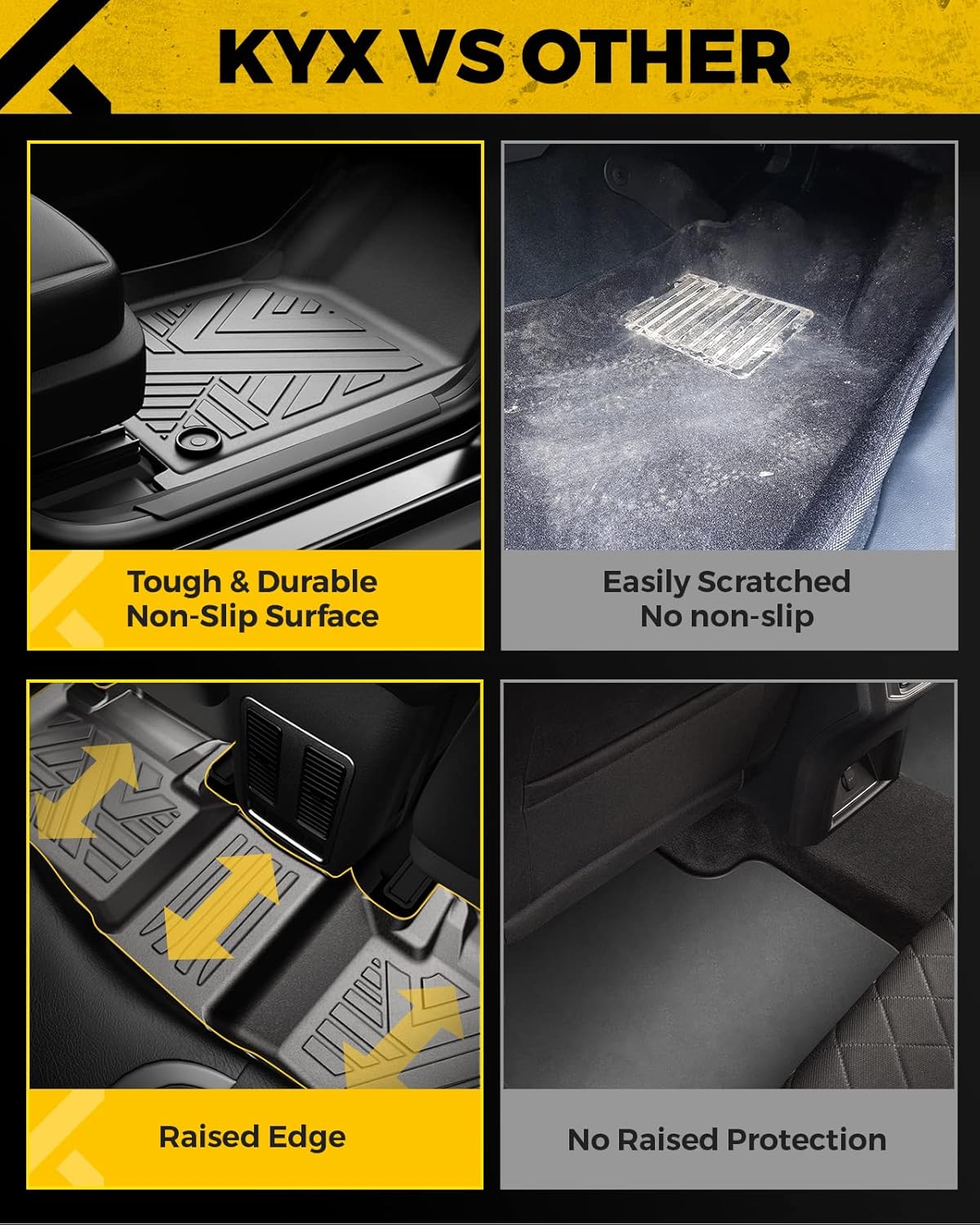 Black TPE Car Floor Mats 1st and 2nd Row V1245