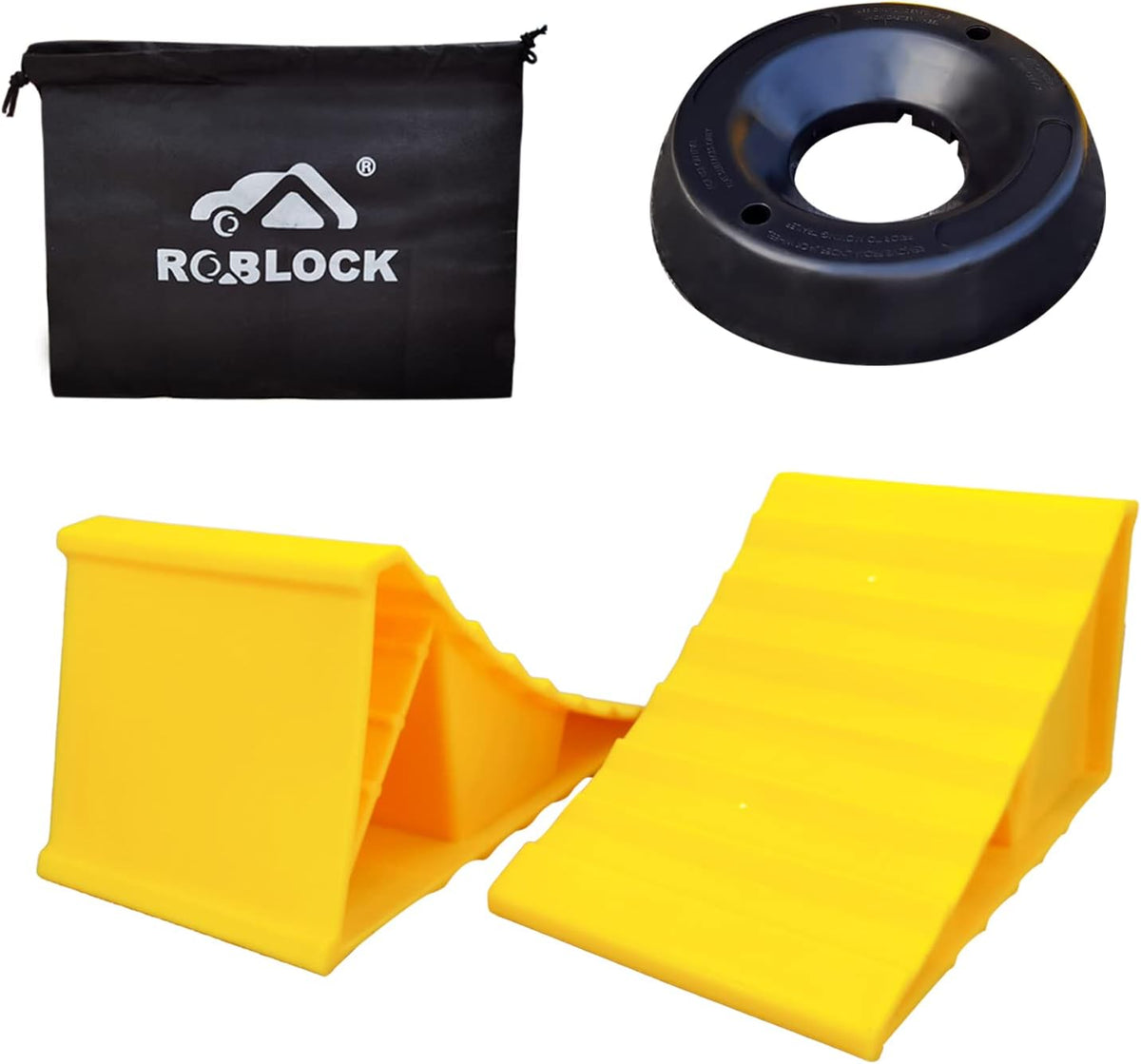 Camper Leveler Blocks with Curved Levelers, Wheel Chocks and Non-Slip Rubber Mats, Pack of 2 Z2526