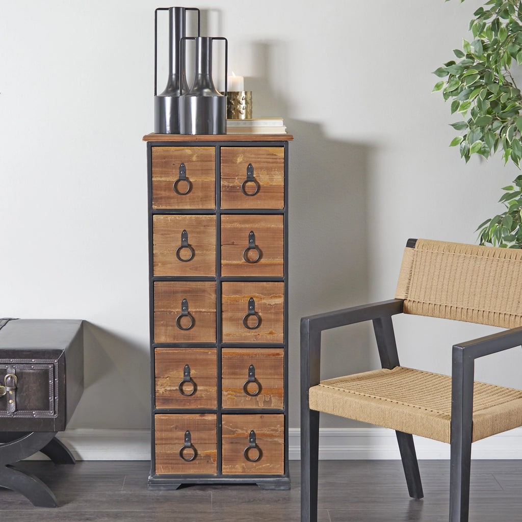 Rustic Wood Chest with Black Handles G452