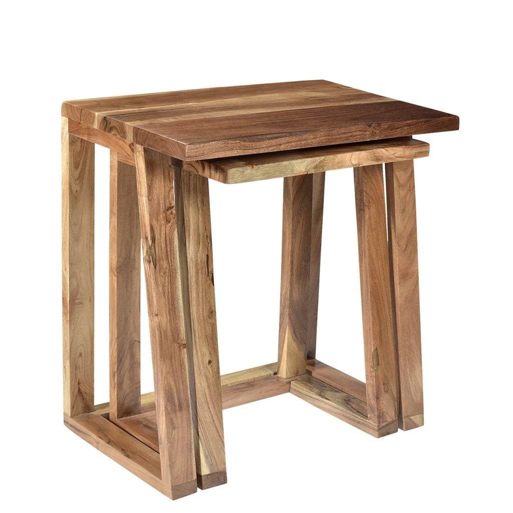 Set of 2 Brown Rectangular Side Tables I456