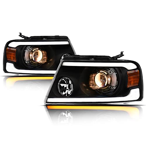 Full LED Projector Headlights with Switchback Sequential Light Bar - Chrome Amber Q482938