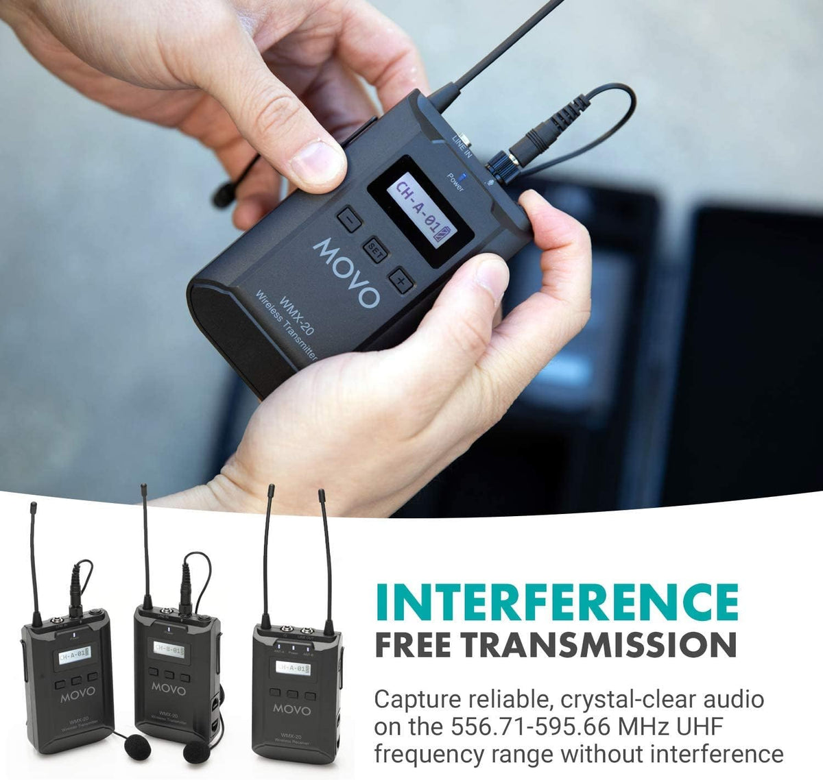 48-Channel UHF Wireless Lavalier Microphone System with 1 Receiver, 2 Transmitters, and 2 Lapel Microphones C1032