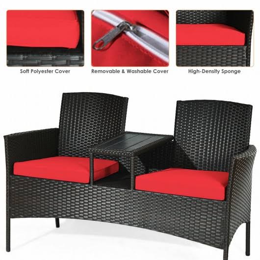 Red Rattan Conversation Set L814728
