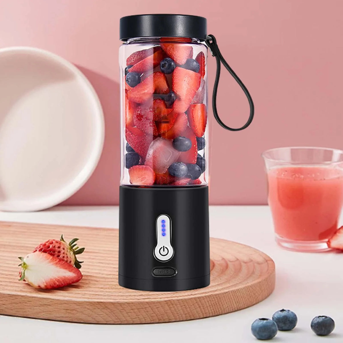Black 530ml Portable USB Juicer Cup U853481