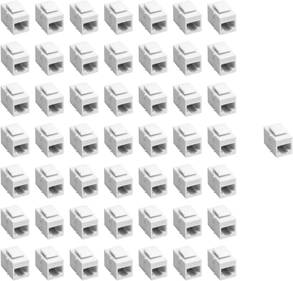 White Pack of 2 Cat6 Keystone RJ45 Couplers W8150