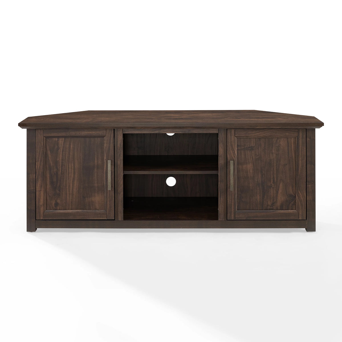 58" Rustic Wood Corner TV Stand in Dark Walnut B70401