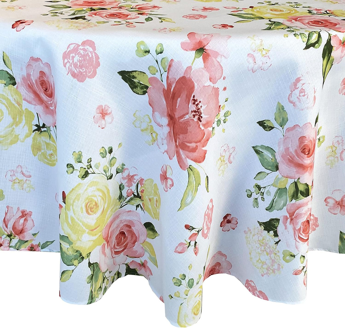 Rose Print Fabric Tablecloth, 70” Round B751