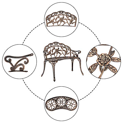 Bronze Metal Rose Bench for 2 Person Seat T189019