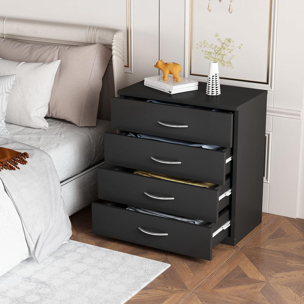 Black 4 Drawer Solid Wood Dresser X110468