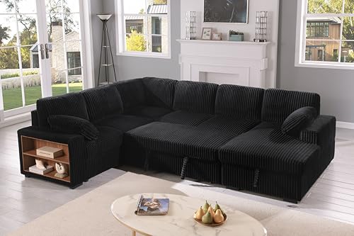 Oversized U Shaped Sleeper Sectional Sofa with Storage Chaise Q318