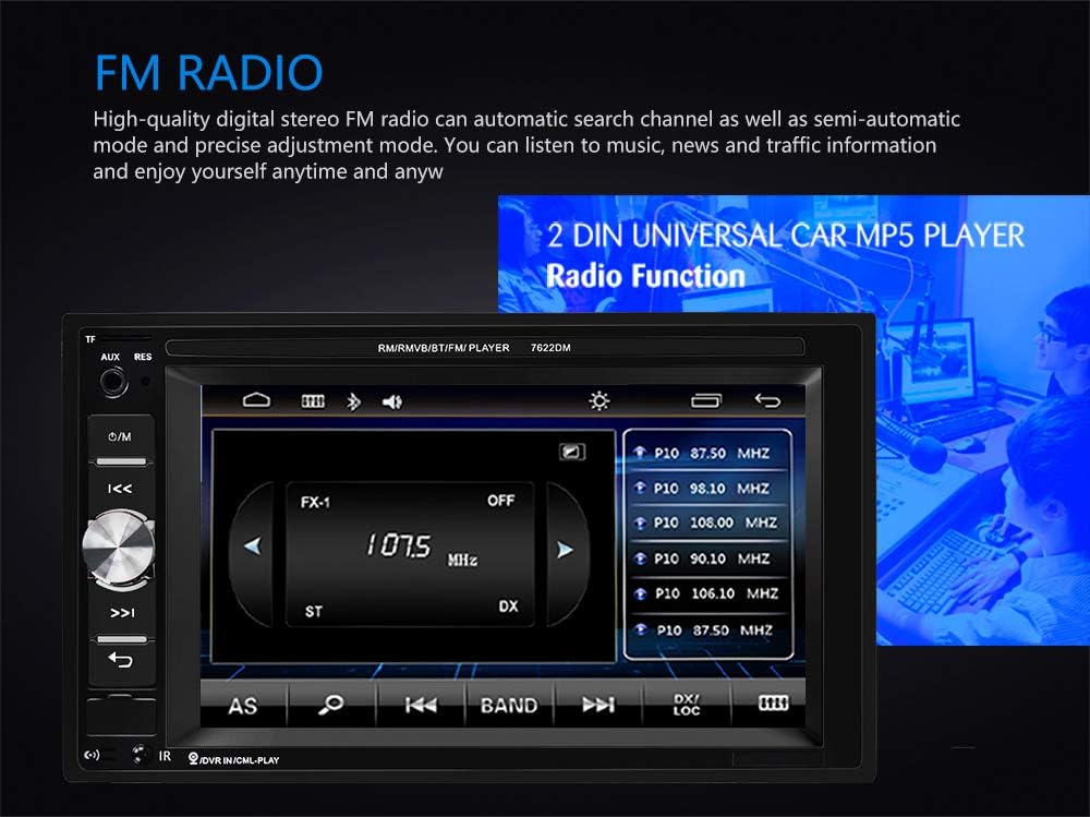 6.2 Inch Touch Screen Double Din Car Radio with Bluetooth and Backup Camera E20281