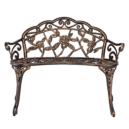 Bronze Metal Rose Bench for 2 Person Seat T189019