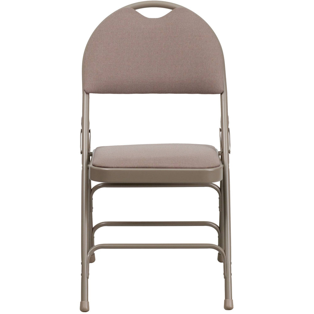 Beige Fabric Metal Folding Chair X556139