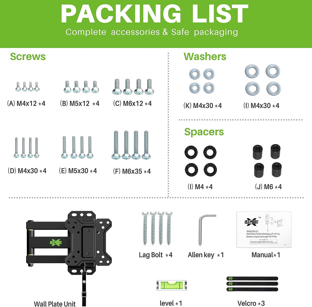 Lockable RV TV Mount for 10-26 Inch Flat Screens, Pack of 2 J69684