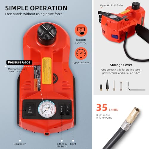 Electric Car Jack 5 Ton 12V Portable Hydraulic Jack with Led Light V73329