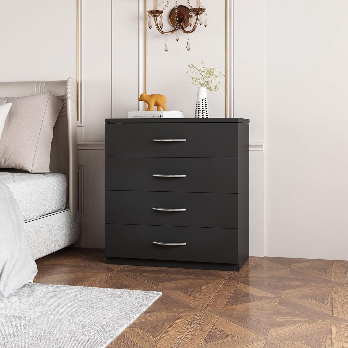Black 4 Drawer Solid Wood Dresser X110468