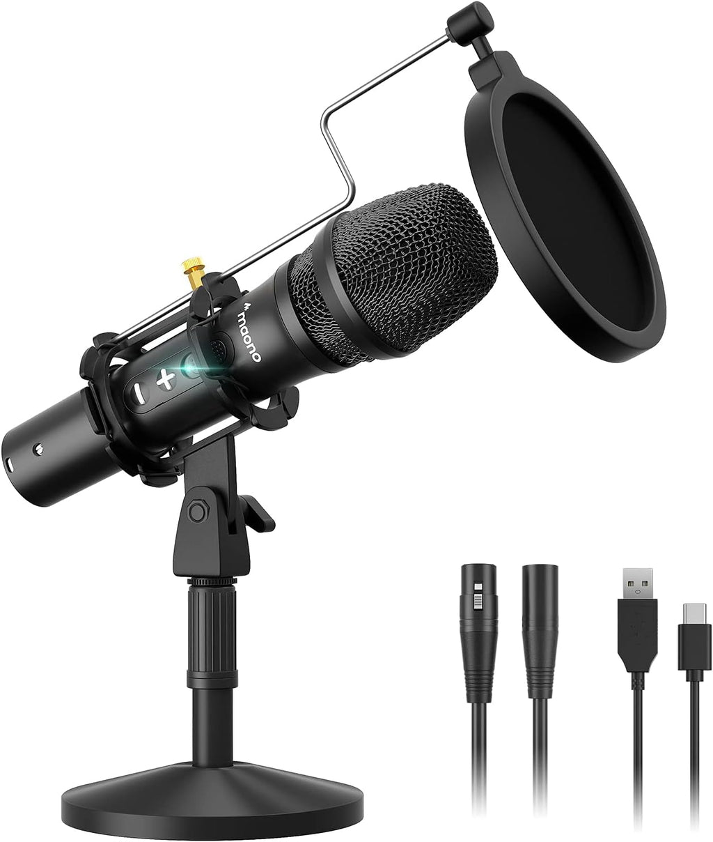 USB/XLR Dynamic Instrument Microphone with Volume Control, Shock Mount and Pop Filter L7226