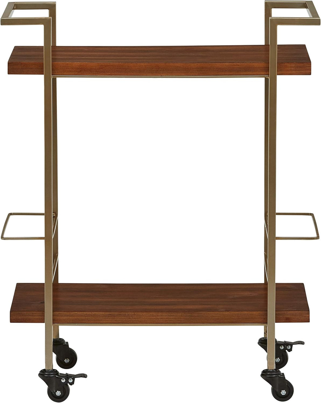 Modern Serving Cart Bronze and Walnut D40347