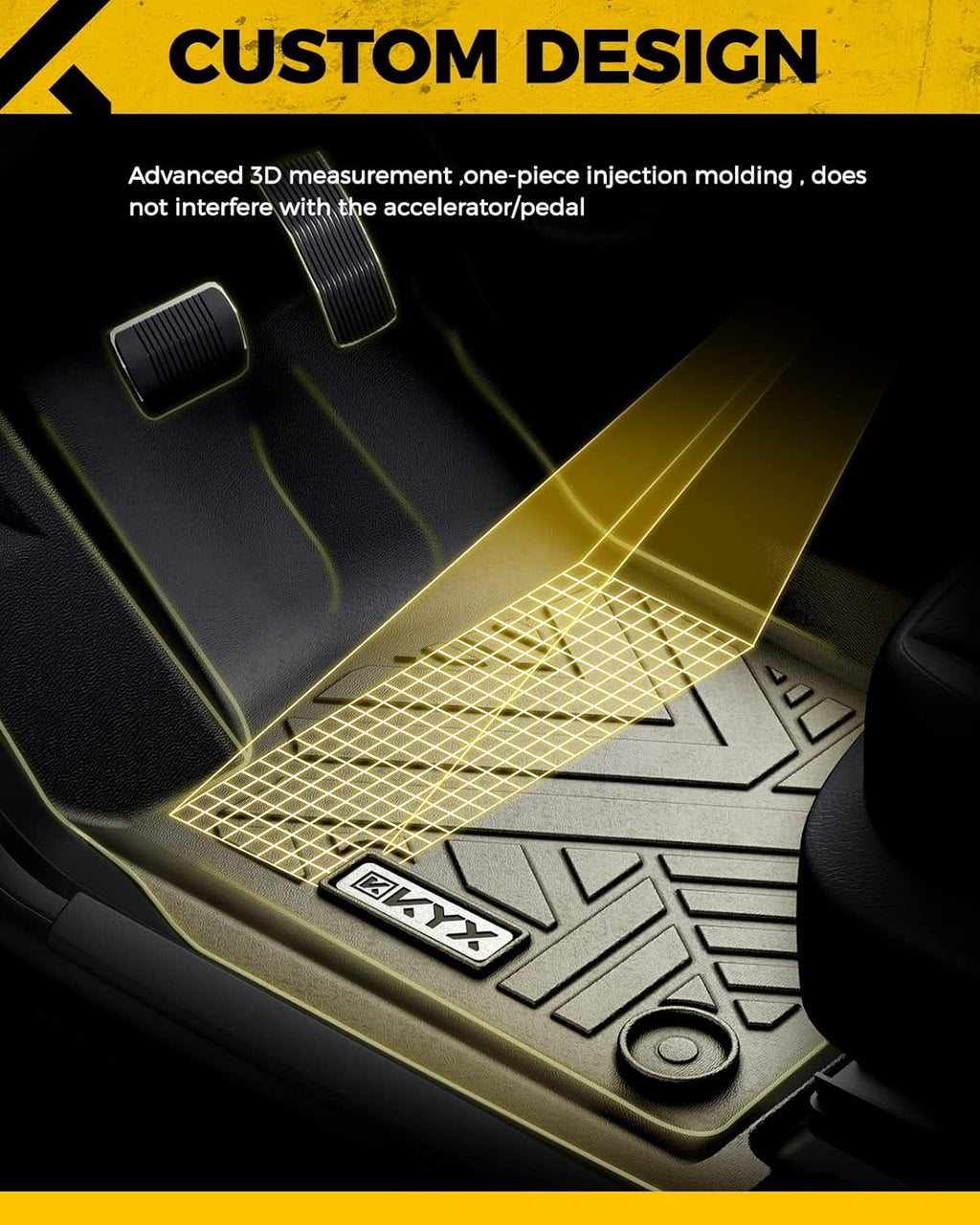 Black TPE Car Floor Mats 1st and 2nd Row V1245