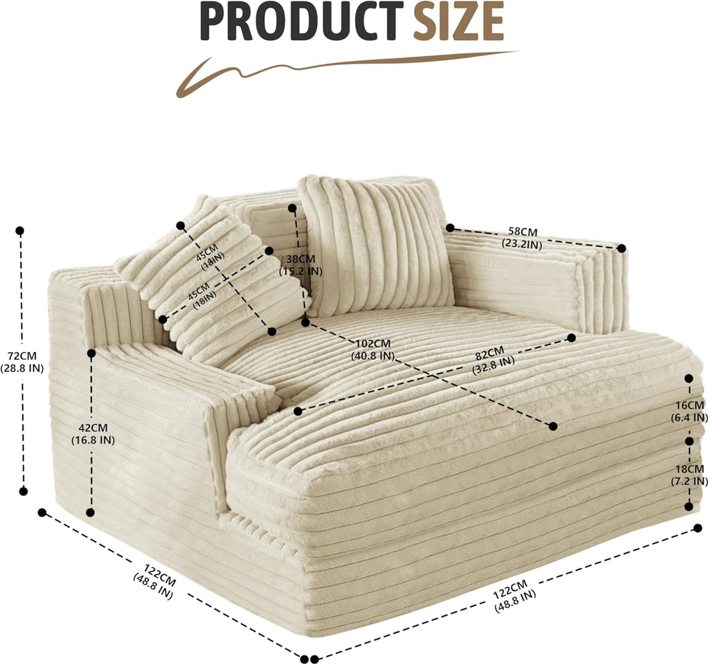 Oversized Chaise Lounge Sofa with 2 Throw Pillows Q420312
