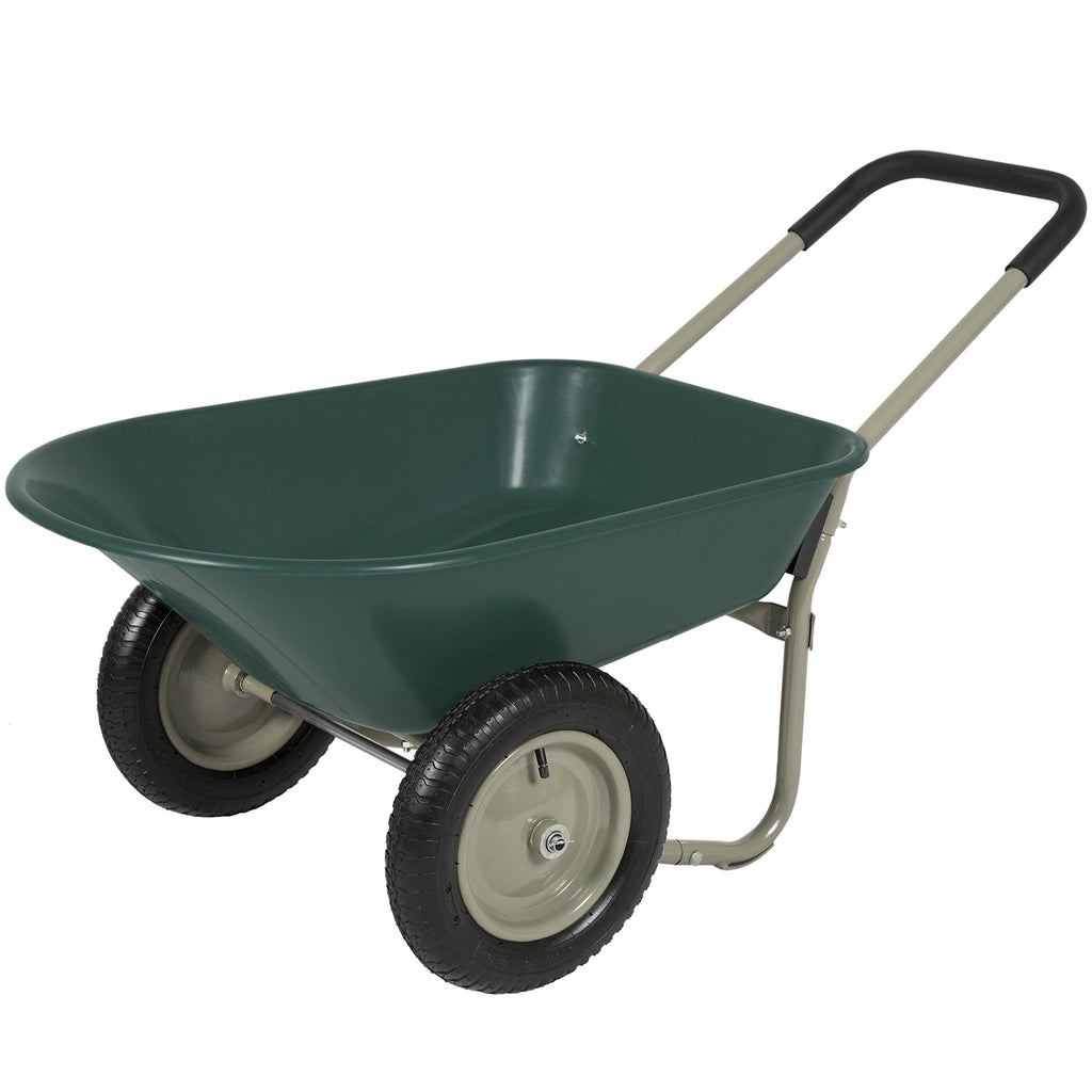 Green Dual Wheel Wheelbarrow Yard Cart F5343