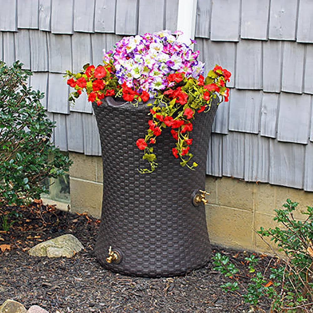50 Gallon Rain Barrel Planter, Brown (2 Pack) N125536