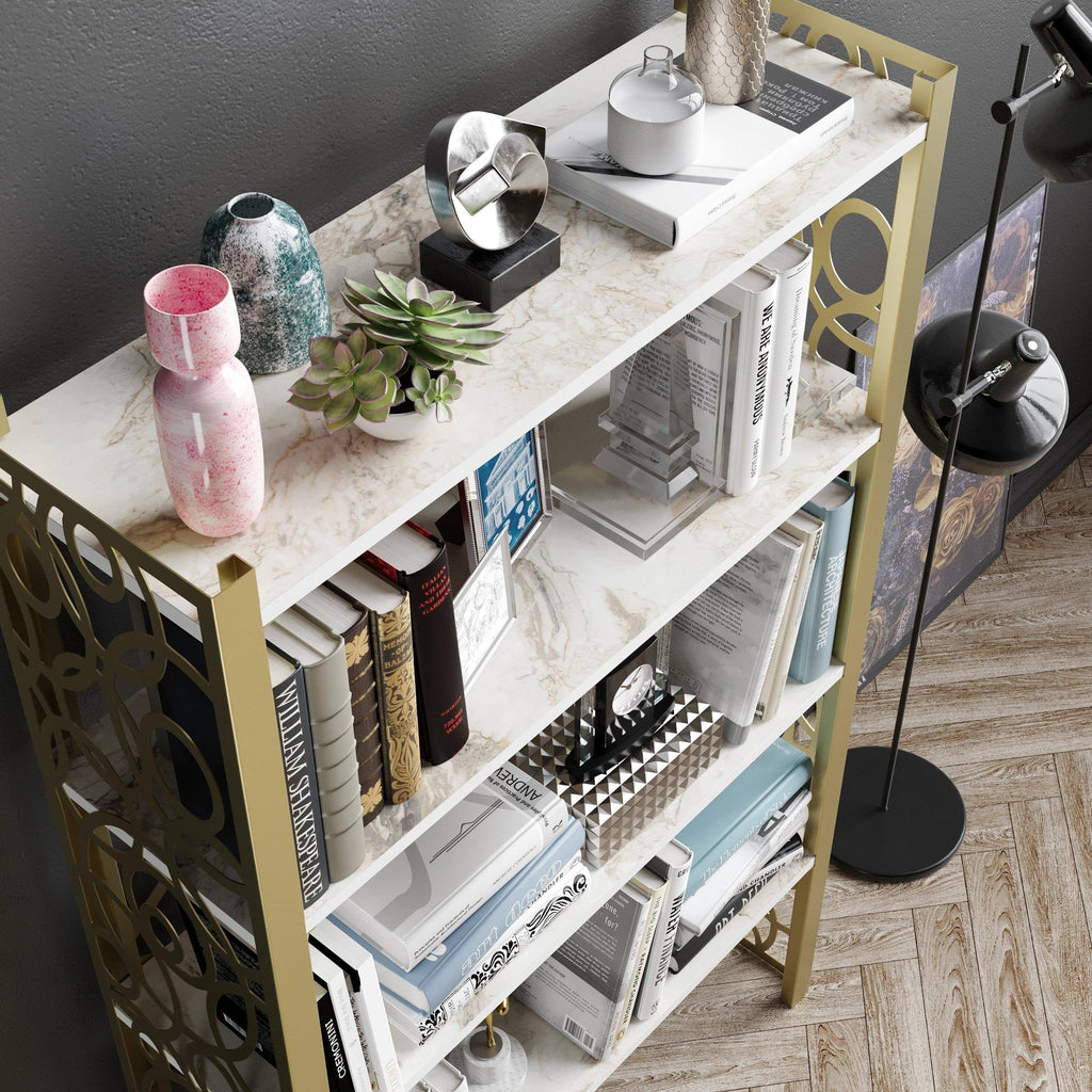 White Metal Wood Bookcase K984