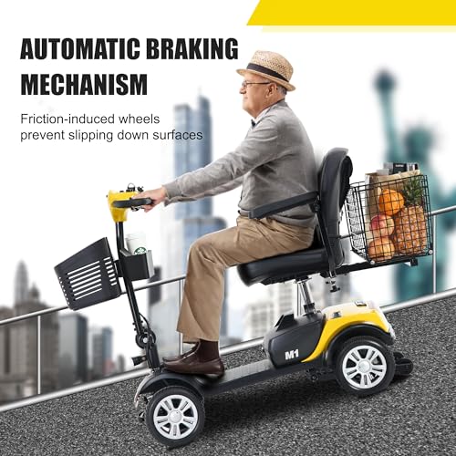 300W Folding Mobility Scooter 4 Wheel Lightweight Electric Scooter with Large Rear Basket (Purple) L25340