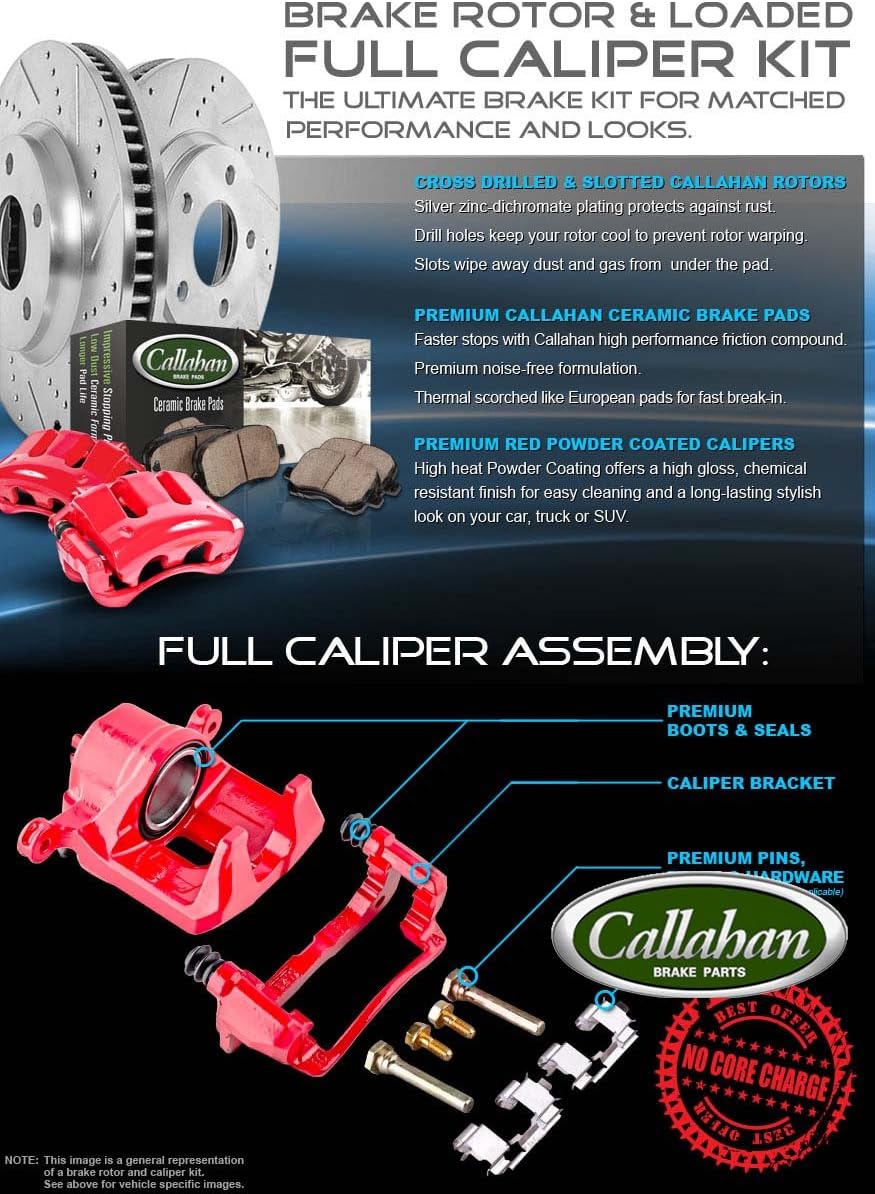 Rear Powder Coated Red Calipers 5 Lug Rotors Ceramic Pads Kit P6826