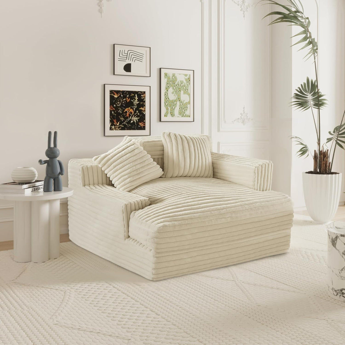 Oversized Chaise Lounge Sofa with 2 Throw Pillows Q420312