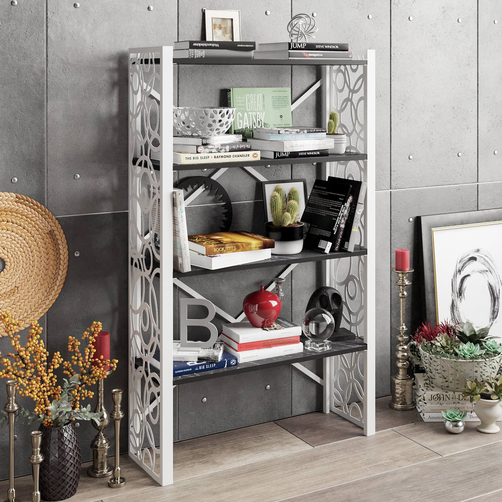 White Metal Wood Bookcase K984