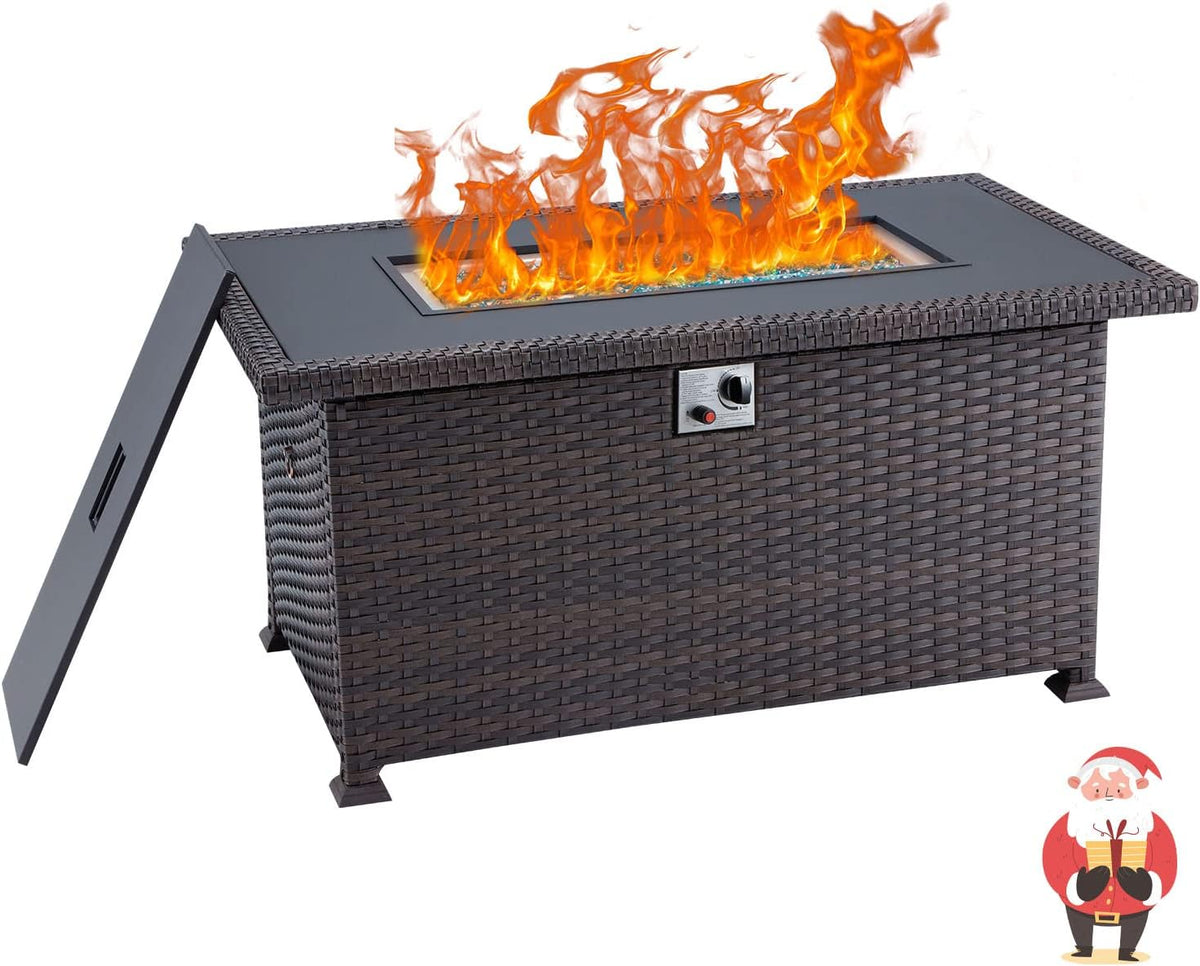 Propane Fire Pit Table 44in 50000BTU Brown D80936