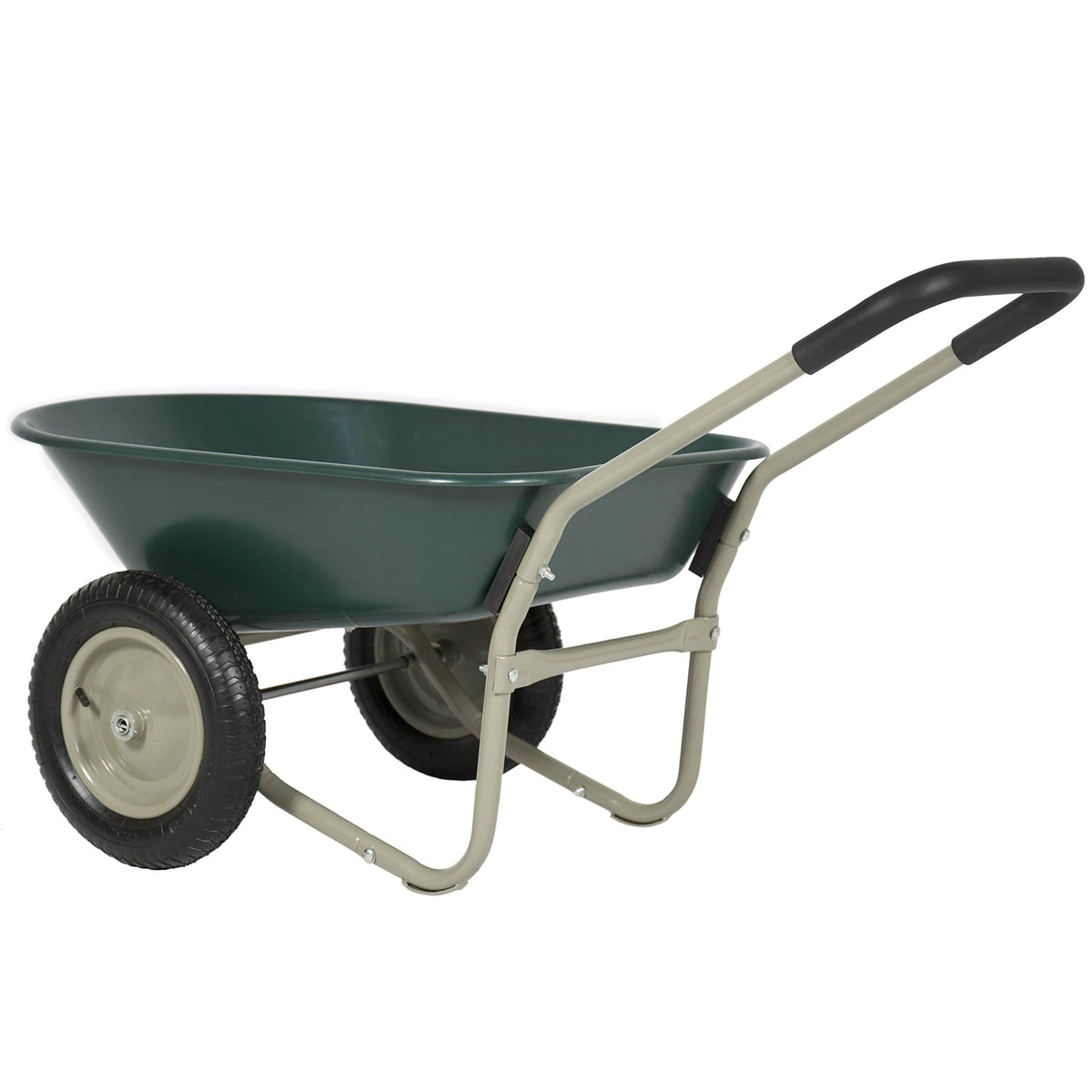 Green Dual Wheel Wheelbarrow Yard Cart F5343