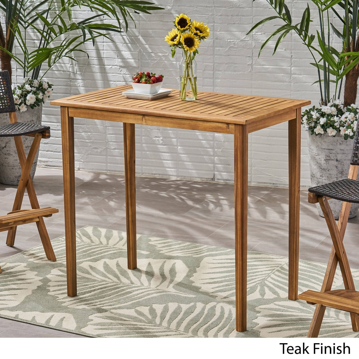 Acacia Wood Rectangle Bar Table Dark Gray E750