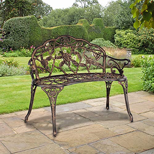 Bronze Metal Rose Bench for 2 Person Seat T189019