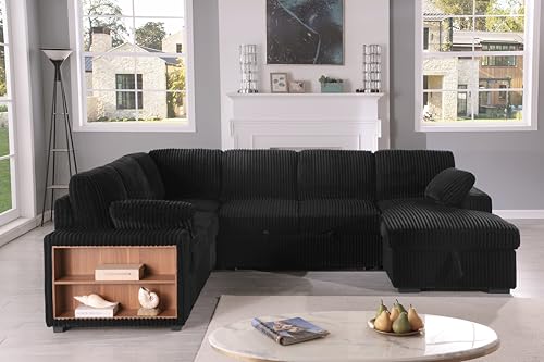 Oversized U Shaped Sleeper Sectional Sofa with Storage Chaise Q318