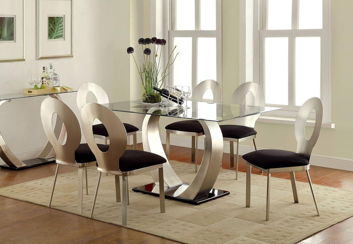 Rectangular Glass Top Dining Table W402