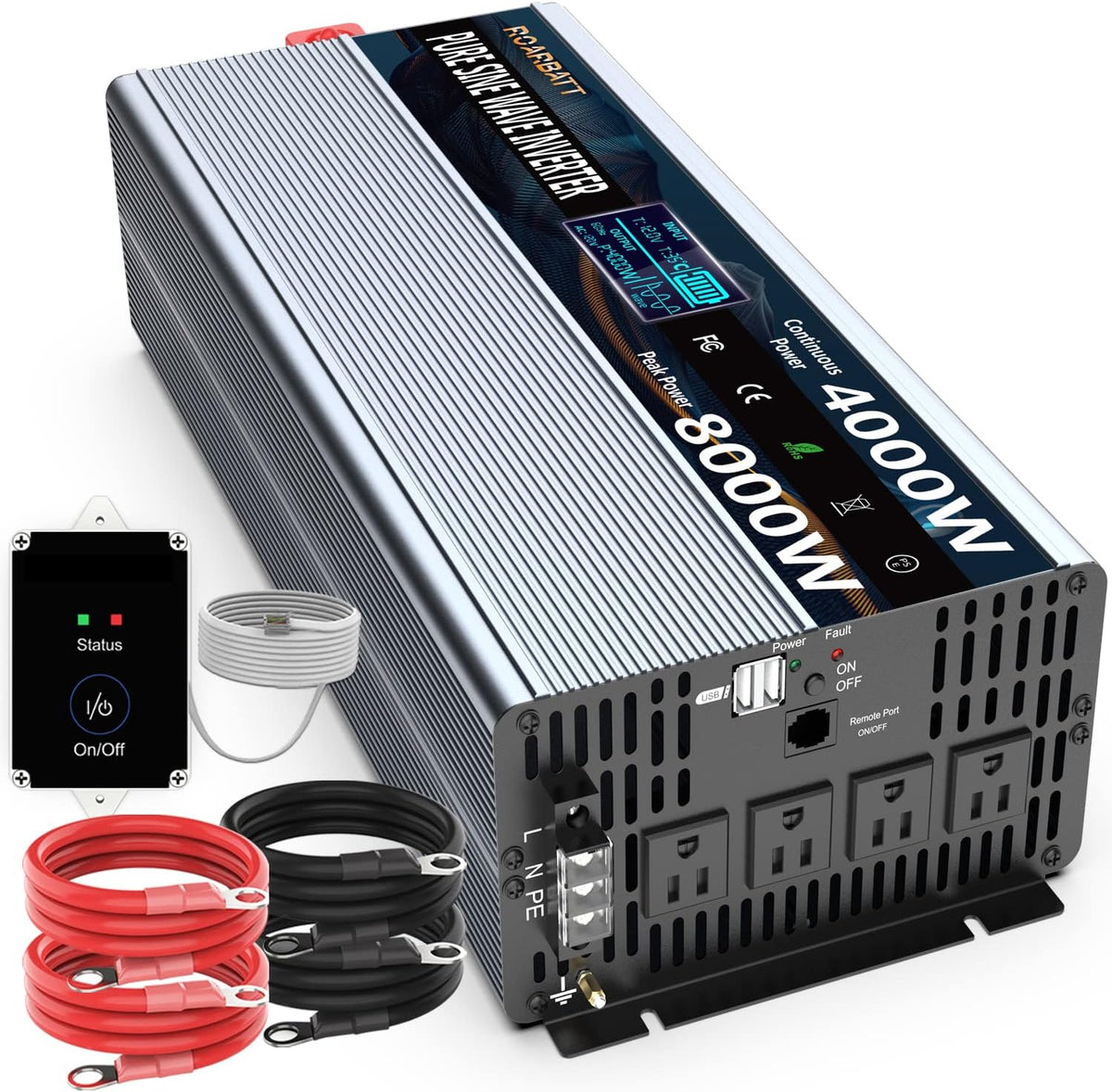 4000W Pure Sine Wave Power Inverter 12V to 110V with Remote Control P92860
