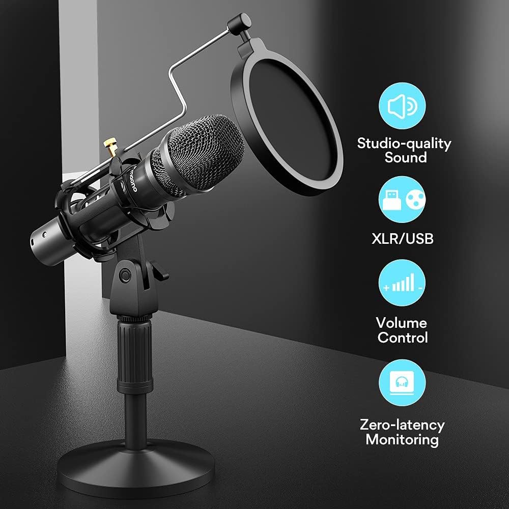USB/XLR Dynamic Instrument Microphone with Volume Control, Shock Mount and Pop Filter L7226