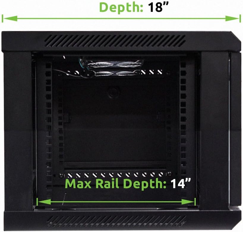 6U 19-Inch Server Network Rack with Locking Glass Door Black U820472