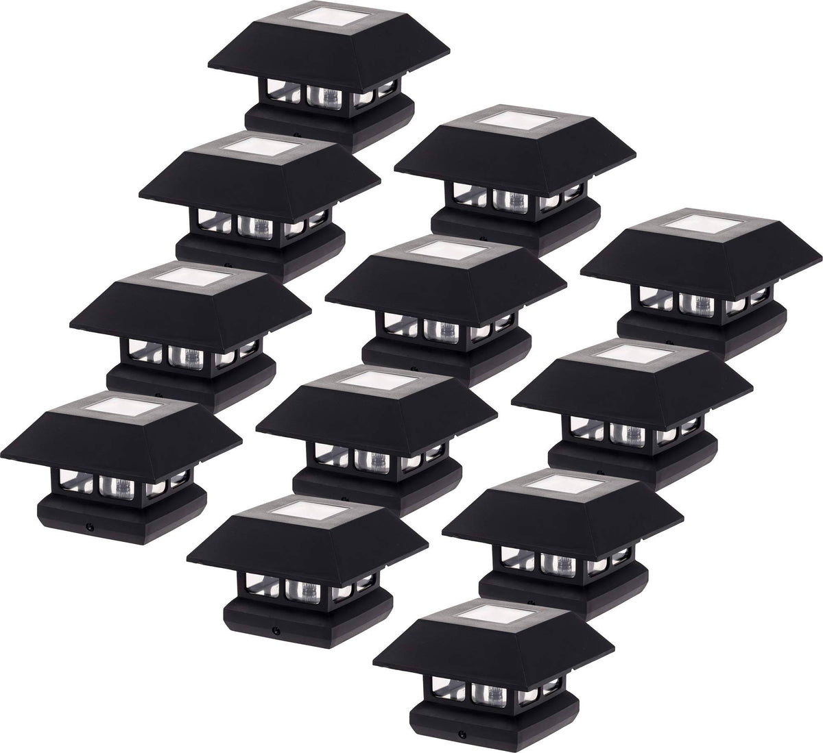 12 Pack Black Solar LED Post Cap Light K5887