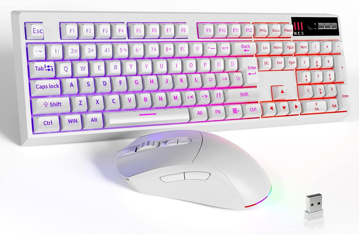 Wireless Gaming Keyboard and Mouse Combo, RGB Backlit Rechargeable, Black Pack of 2 O109