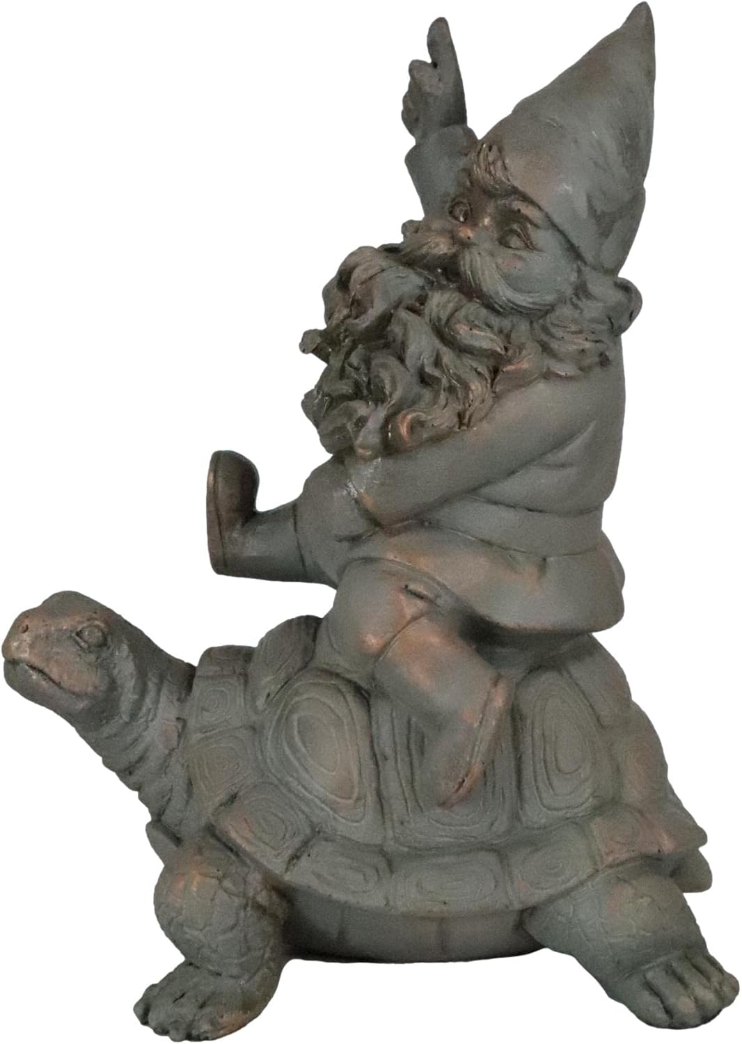 Mr Gnome Sitting On Wild Rodeo Giant Tortoise Figurine P720