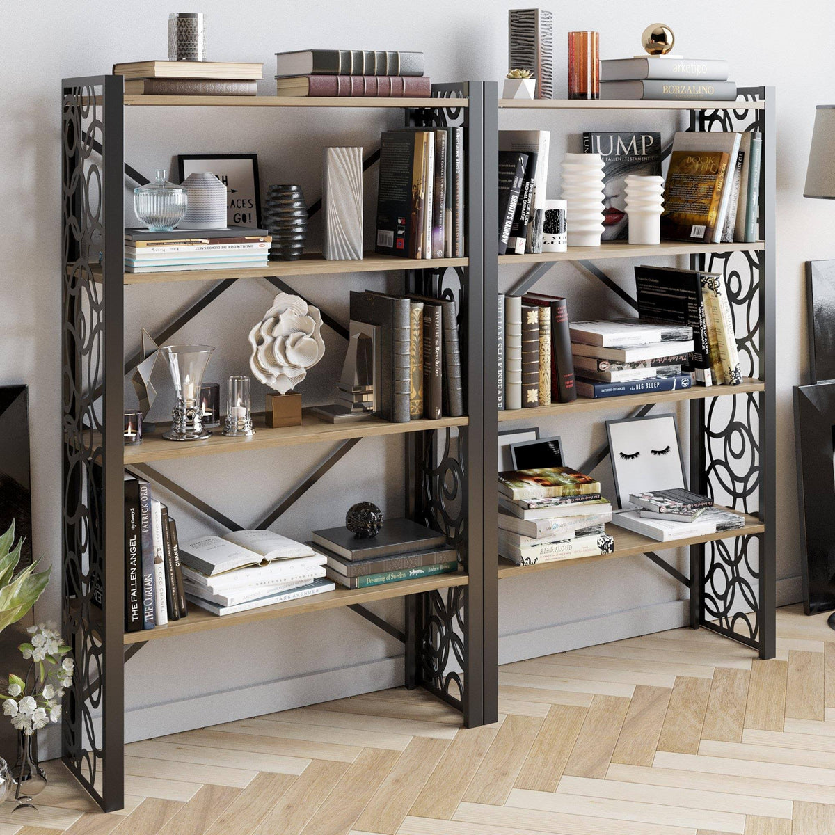 White Metal Wood Bookcase K984