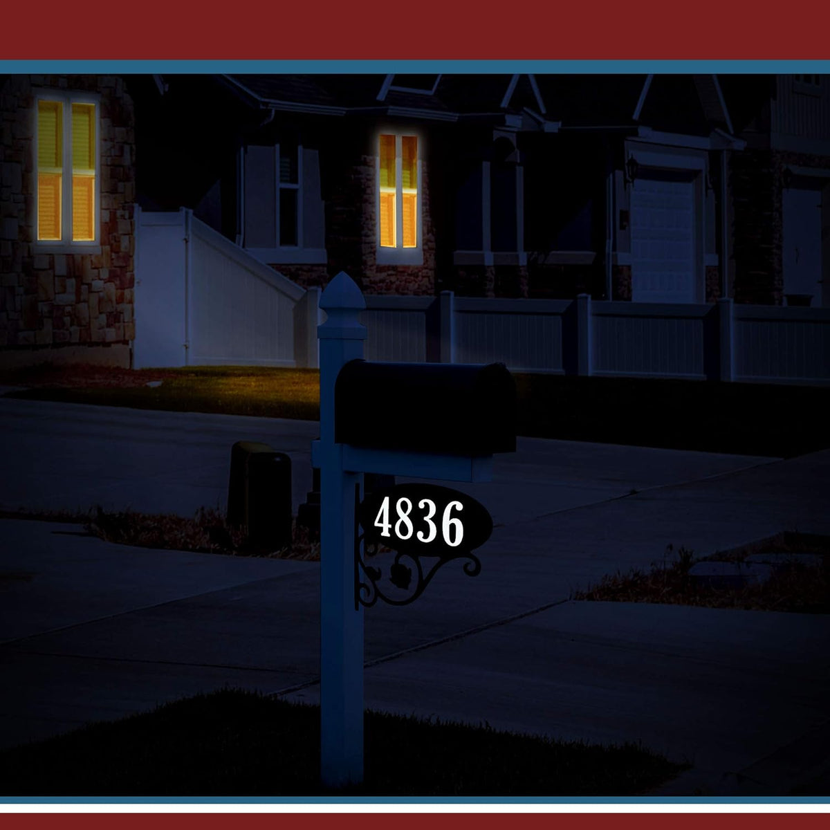Handcrafted Double Sided Reflective Mailbox Address Sign H6548