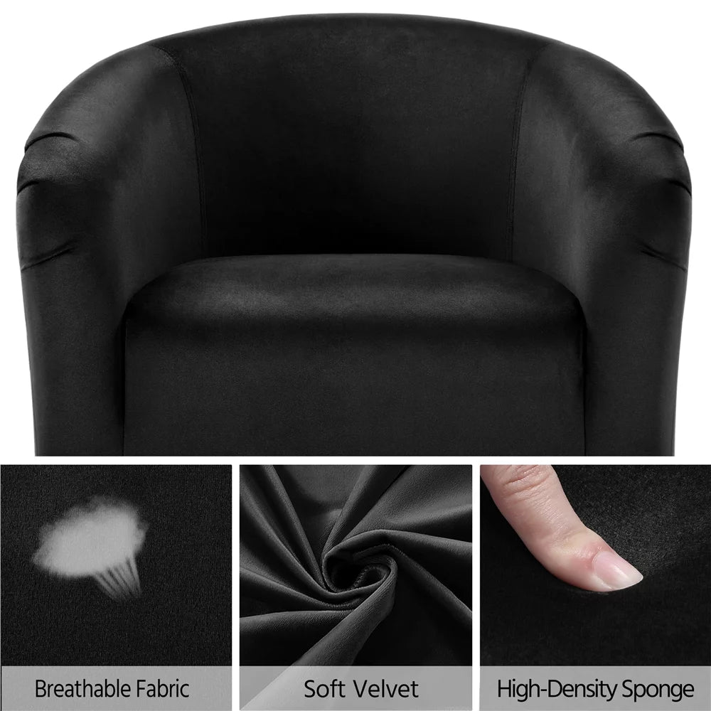 Black Velvet Barrel Accent Chair P5747