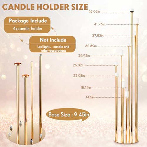 Gold 2 Pcs Metal Floor Candle Holder R9198