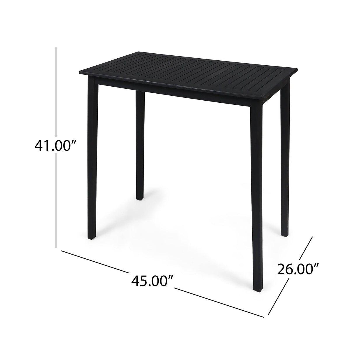 Acacia Wood Rectangle Bar Table Dark Gray E750