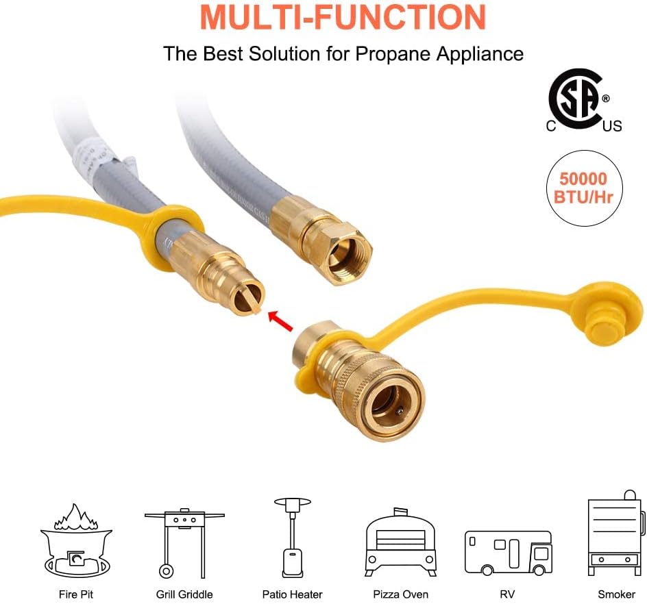 24 Feet 3/8 Inch Natural Gas Grill Hose with Quick Connect V141
